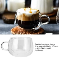 1pc Double Wall Glass Coffee Cup with Handle 150-350ml Heat Resistant High Borosilicate Glass Mug for Cold Juice Milk Coffee 6