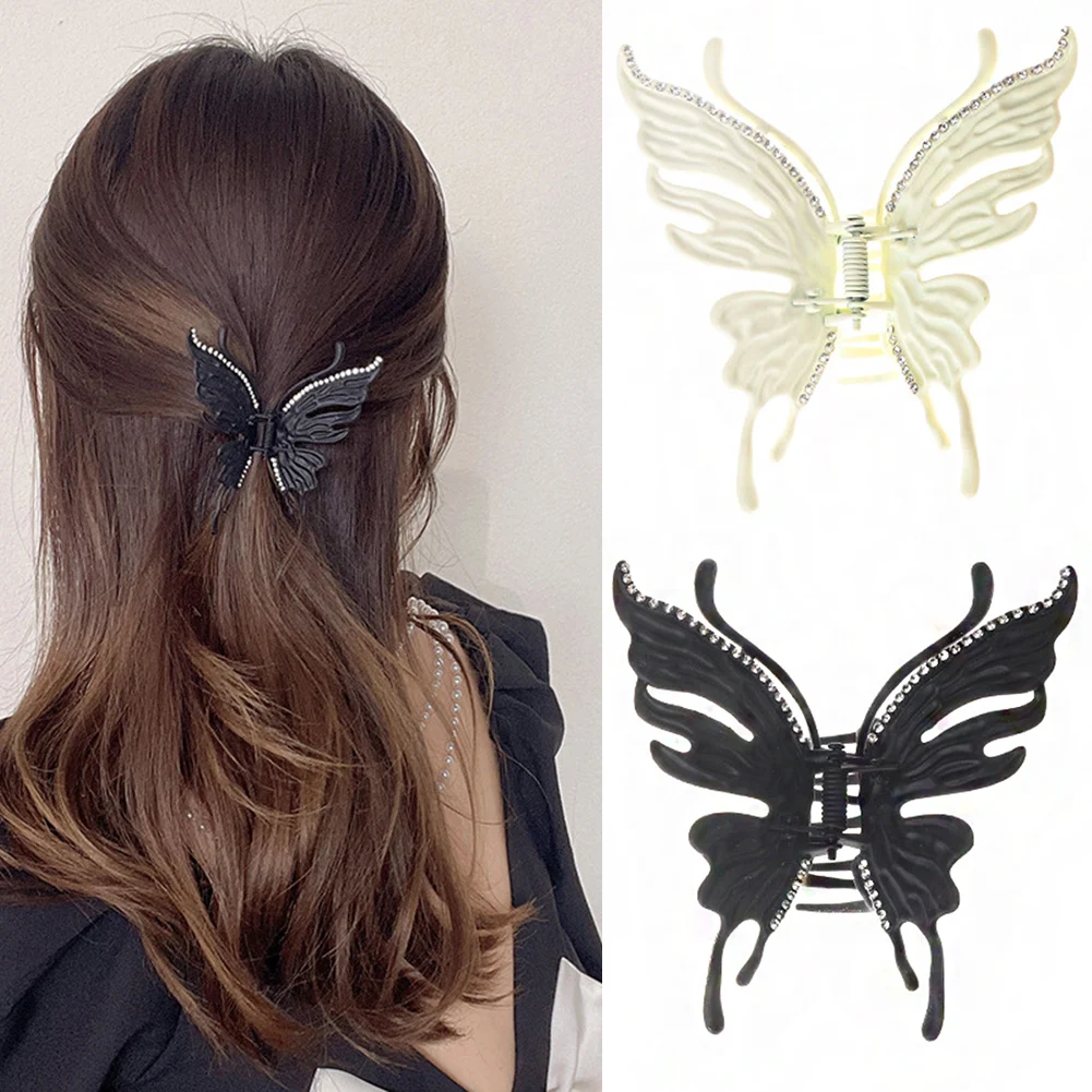 

Exquisite Rhinestone Butterfly Hair Claw Clips For Women Elegant Metal Hair Crab Barrette Headwear WOMAN HAIR CLIP Ponytail Clip