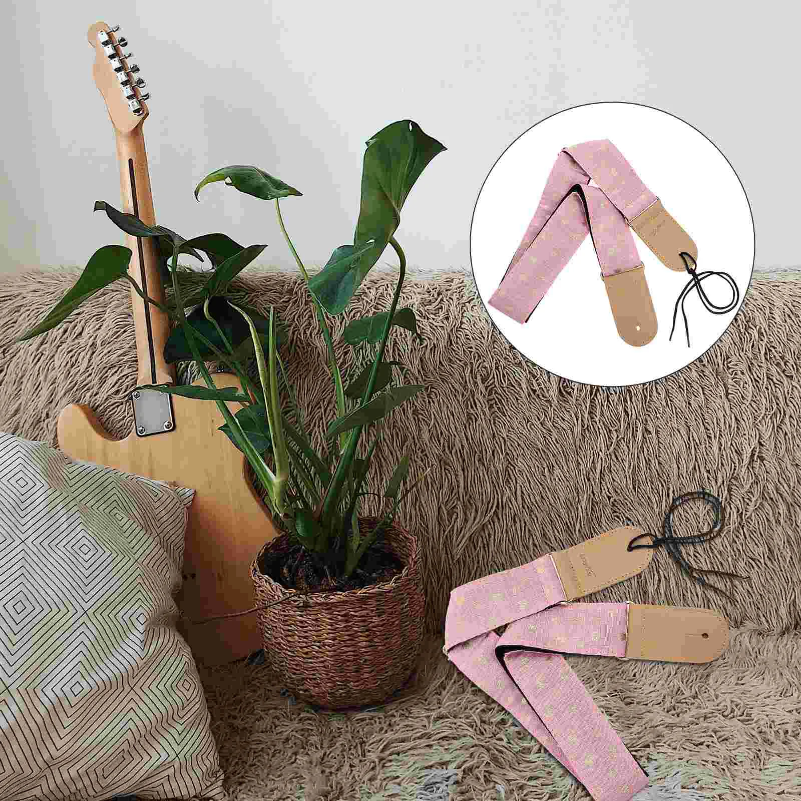 

1Pc Guitar Belt Decorative Guitar Strap Creative Guitar Accessory (Pink)
