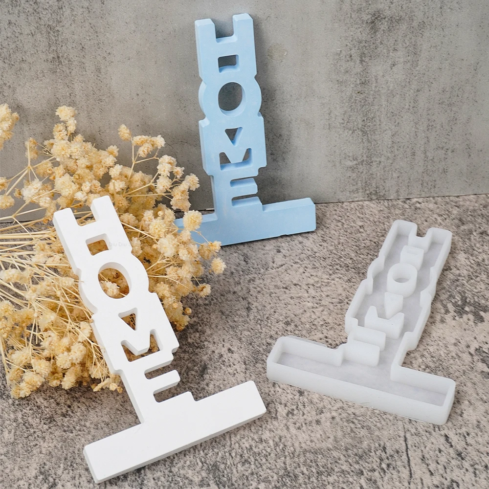 HOME Candle Holder Silicone Mold DIY Letter Ornament Making Plaster Concrete Resin Candlestick Casting Molds Home Festival Decor silicone mold