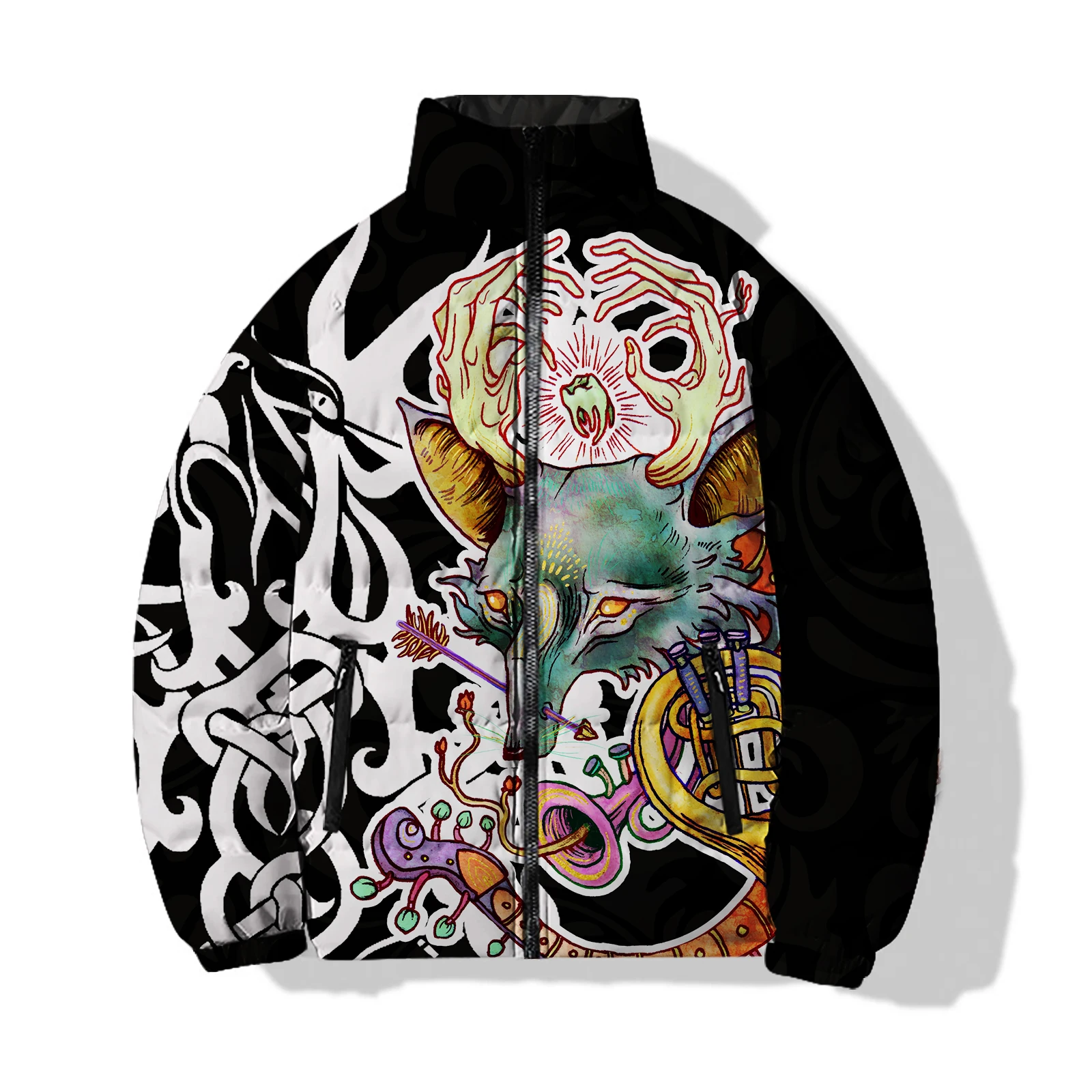 thumbnail image 1 of Abrigo de invierno para hombre con estampado 3D de zorro y conejo, chaqueta de invierno para hombre 2024, abrigo frío con estampado de ciervos, exquisito y cálido, 1 of 5