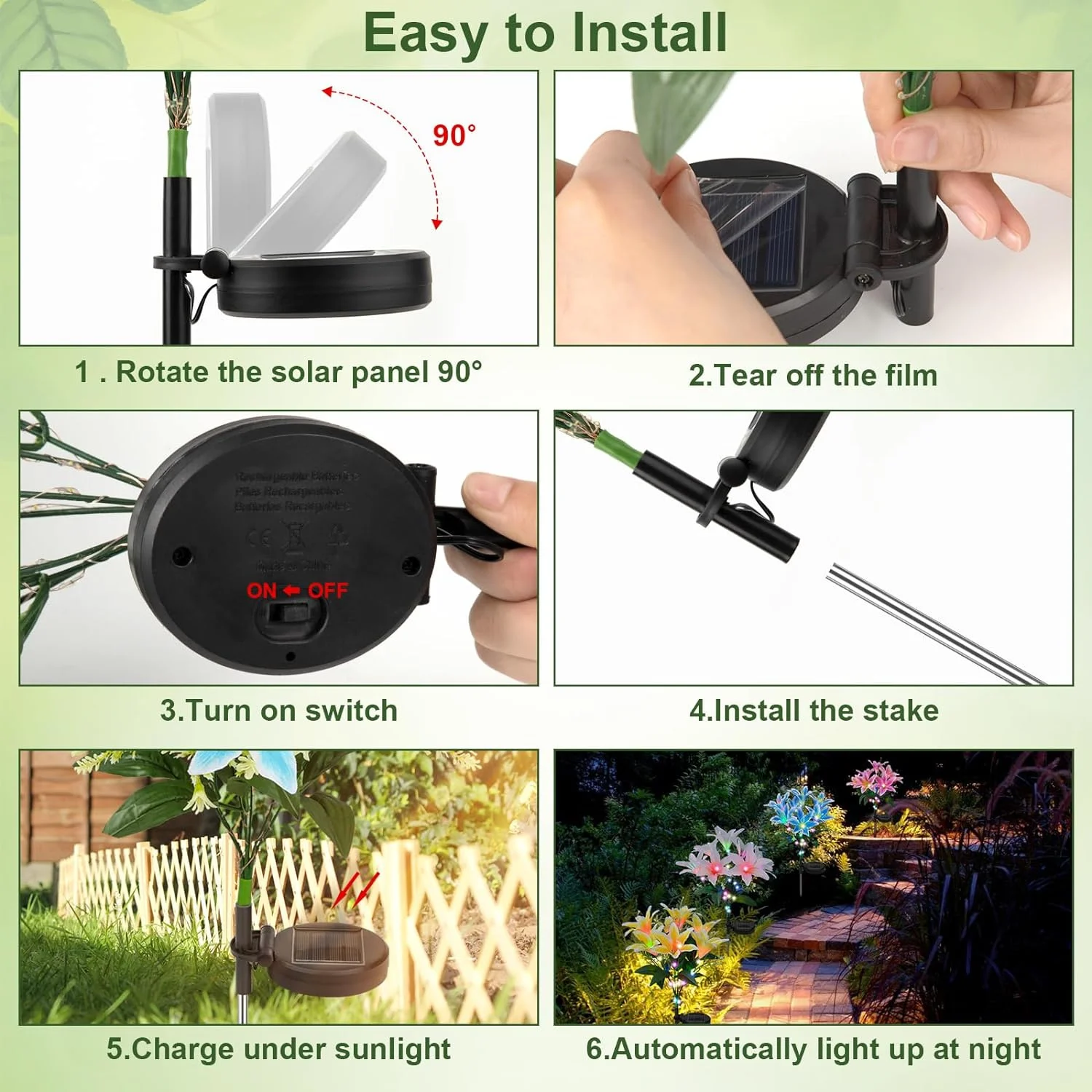 7 Head Orchid Flower Solar Lights Outdoor Waterproof Landscape Decor Lamp for Garden Yard Pathway Porch Lawn Backyard Decoration 5