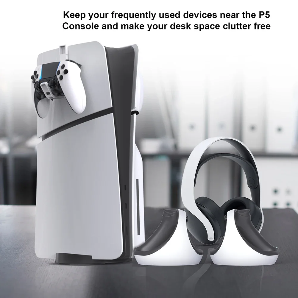 공간 절약 헤드셋 컨트롤러, Haning 후크, 헤드폰 행어, 안정적인 디스플레이 스탠드, PS5 및 PS5 슬림용 