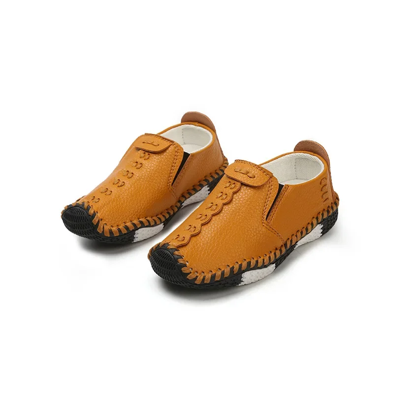 Kids Shoes Children England Style Boys Leather Fashion Sewing Casual PU Leather Autumn Soft Sole Sneakers Slip On