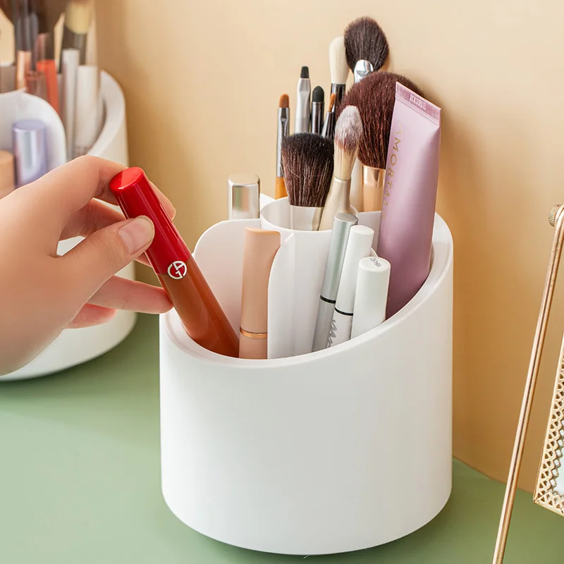 360&deg; Rotating Makeup Brush Storage Box Portable Desktop Cosmetic Organizer Lipstick Eyebrow Pencil Eye Shadow Brush Holder,makeup organizer,makeup storage box,cosmetic storage box,storage box