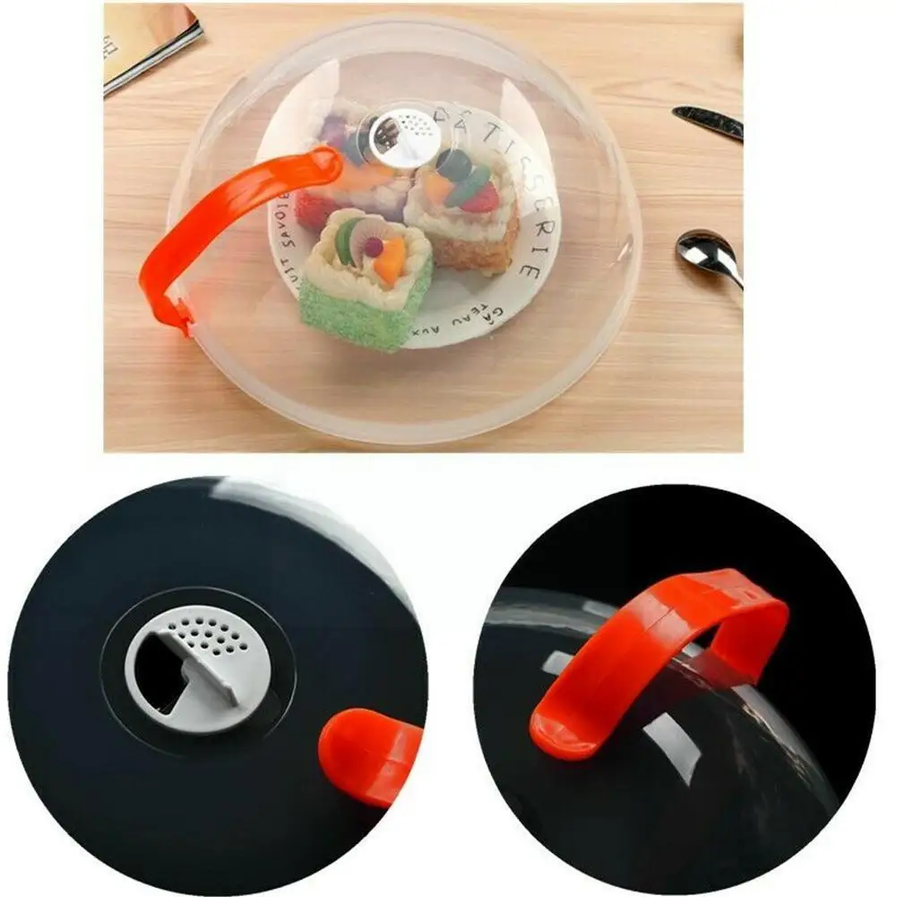 Microwave Splatter Cover 1Pcs Round Splash-proof Microwave Oven Food Cover Fresh-keeping Handle Refrigerator Cookware Part Cover Kitchen Access