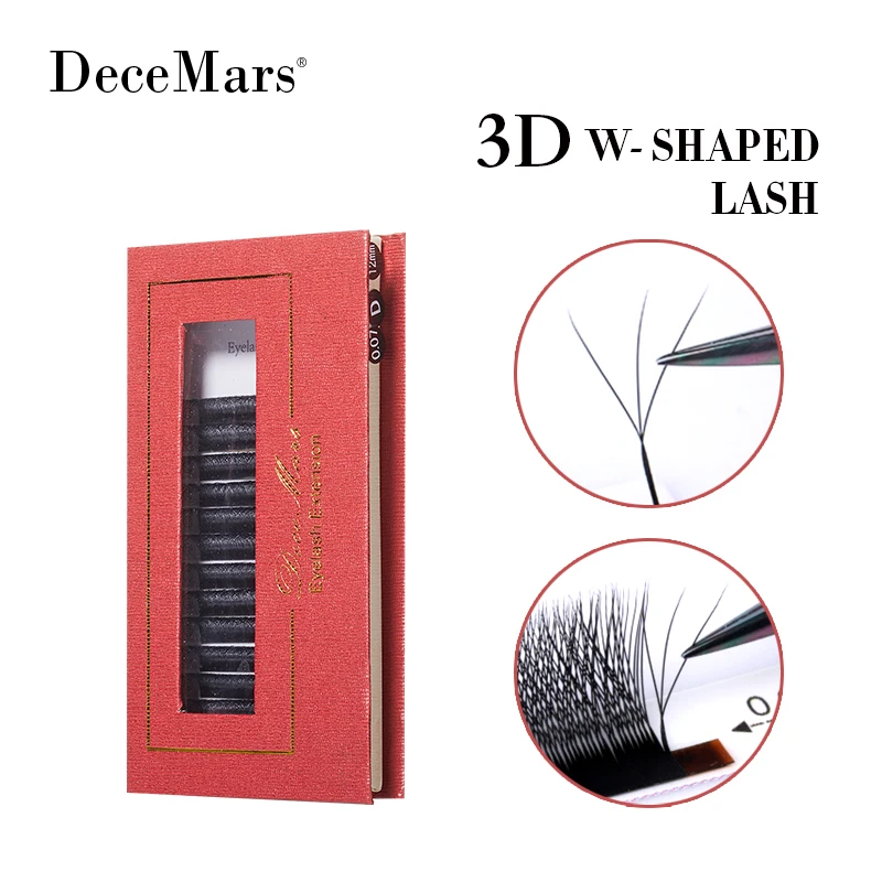 DeceMars 3D W-Shaped Eyelash Extension 3 Tip C/D Curl Idividual Lash