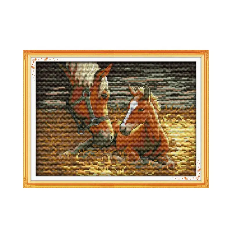 Cross Stitch Kit Deep love of mother and son horse animal 18ct 14ct 11ct count stitching embroidery DIY handmade needlework plus