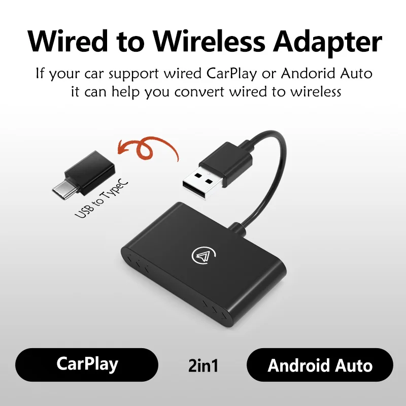 Adattatore Wireless Carplay Cablato A Wireless Carplay Per Apple/Usb A/Type-C Dongle Plug And Play Connessione Usb Adattatore Per Auto Auto