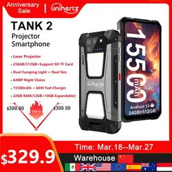 US MX AU EU In Stock Unihertz 8849 Tank 2 Projector Rugged 22GB 256GB Camping Light 108MP 64MP Super Night Vision G99 15500mAh