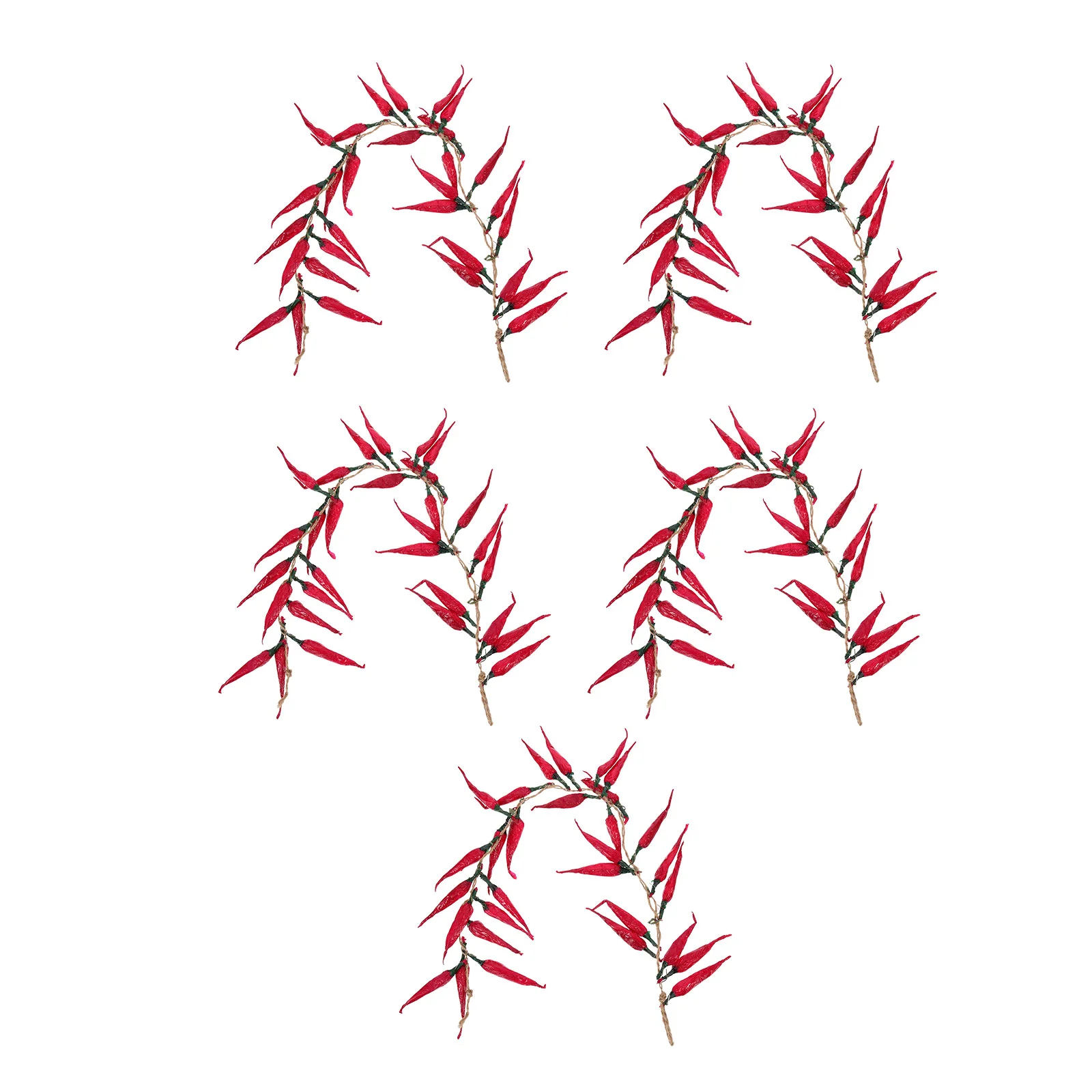 Chili Pepper Model Decoration Vegetable Fruit Garland Vine Toy Fake Hot Peppers Water Red Pendant Wreath 5 Pcs vegetable ornaments