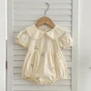 Infant Baby Girls Lace Collar Dress Rompers Sisters Clothes Kids Girls Embroider Flower Princess Dress Family Clothes Rompers 3