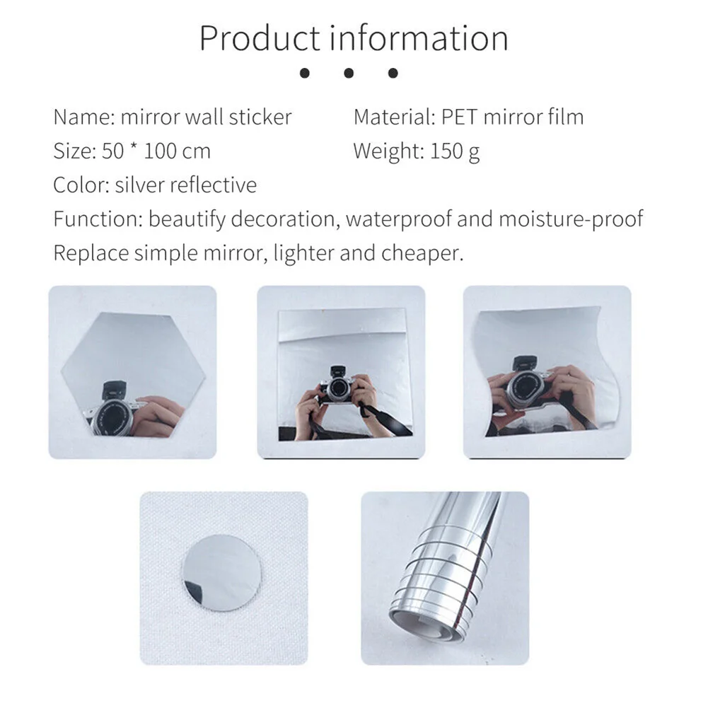 Description Picture 6 of itemWall Mirror Sticker Mirror Film Adhesives Film Bathroom Decoration 50×50cm/50×100cm/50×150cm Mirror Wall Sticker