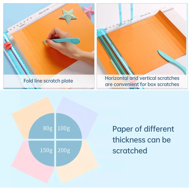 KW-trio 13095 Paper Trimmer Scoring Board 7 in 1 Craft Paper Cutter Blades  Scoring Tool with Paper Folding for Making Photo - AliExpress