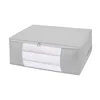 Fabric Quilt Clothes Storage Bag Large Capacity Non-woven Transparent Windowable Clothing Organizer Storage Bag Pink Grey 6