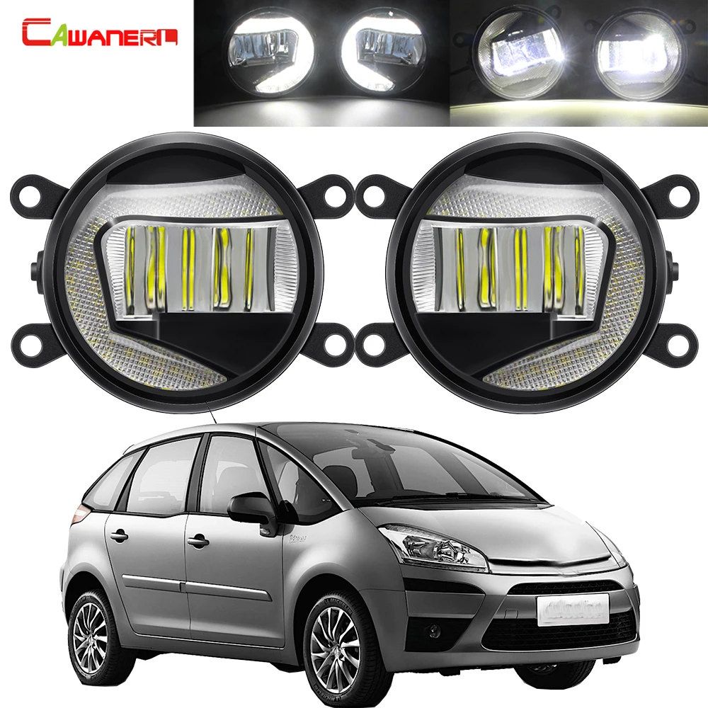 

2 в 1, противотуманные фары в сборе, автомобильный передний бампер, светодиодные противотуманные дневные ходовые огни DRL 12 В для Citroen C4 Picasso Grand Picasso 2006-2020