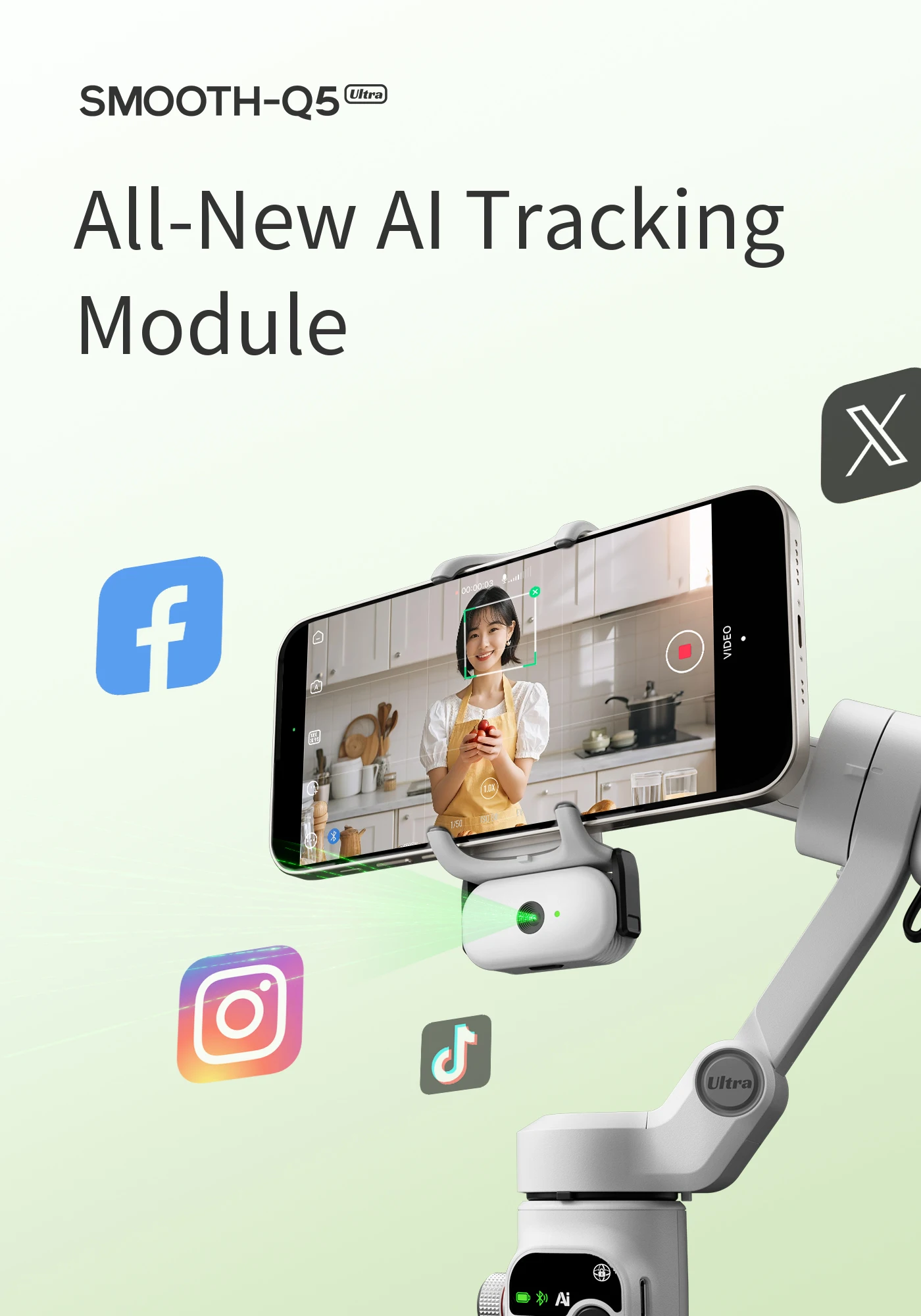 SMOOTH Q5 Ultra All-Round AI Tracking Smartphone Gimbal For Photography,With Tri