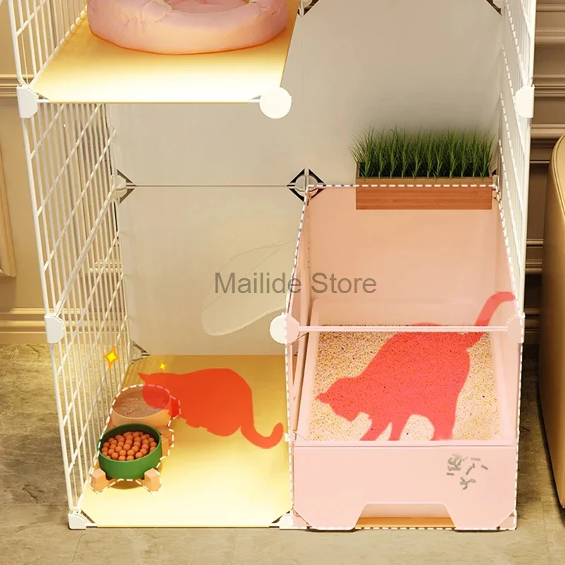 Cat Cages Home Indoor Cat Litter Box Integrated Cat House Simple Cat Villa Toilet Super Large Free Space Pet Products Cat Cage