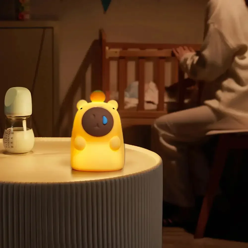 Cute Silicone Capybara Night Light Children's Nightlight Gift USB Rechargeable Animal Touch Bedside Slepp Lamp Timing Function night light