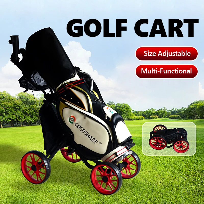 Foldable Golf Trolley Cart with Wheels Multi-Functional Golf Bags Push Carts No Clectric Outdoor Golfs Carrier Car XA360Q