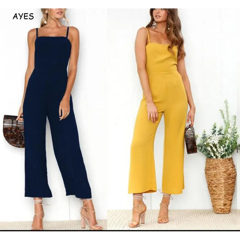 2022 Summer Fashion Elegant Womens Sleeveless Jumpsuit Wide Leg Pants 2022 Ladies Elegant Sleeveless Solid Long Casual Jumpsuit women office jumpsuit elegant women s irregular hem coat sleeveless jumpsuit set for formal ol commute long for lady for women