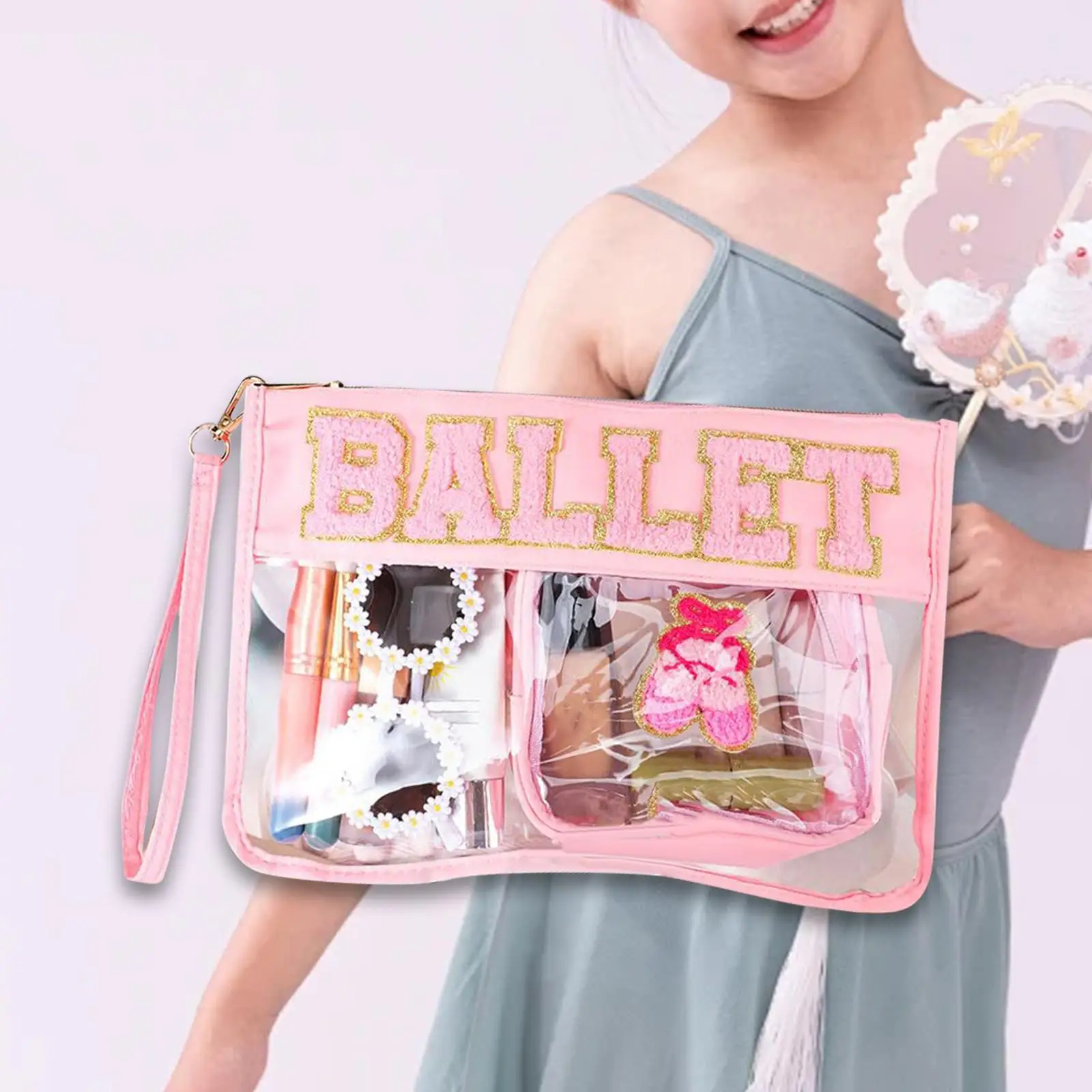 2Pcs Makeup Organizer Purse PVC Handheld Bathroom Bag for Toiletries Brushes Set