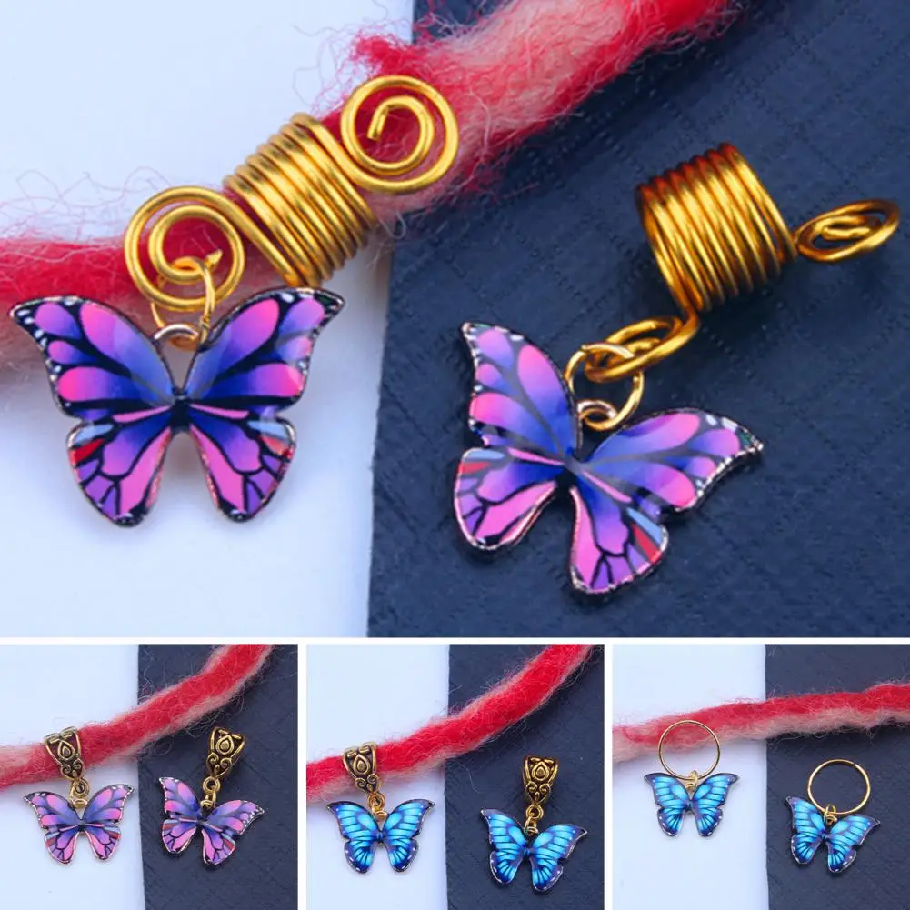 5Pcs Butterfly Hair Braid  Decorative Hair Rings Pendant Braid Twist Hair Accessories 50pcs 100pcs dreadlocks beads decorative decorating solid braid dread beads