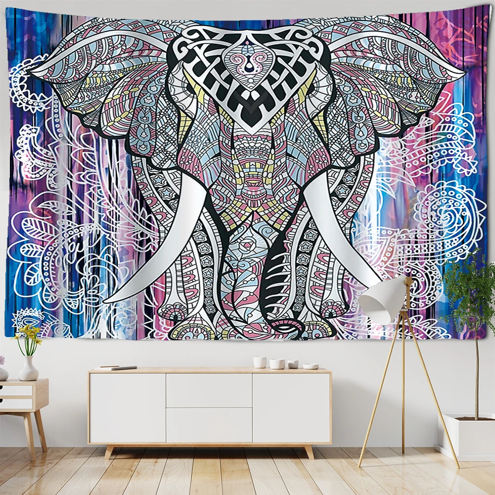 

3D Mural Elephant Tapestry Wall Hanging Bohemian Hippie Bedroom Background Cloth Tapestry Printing Home Decor Beach Towel