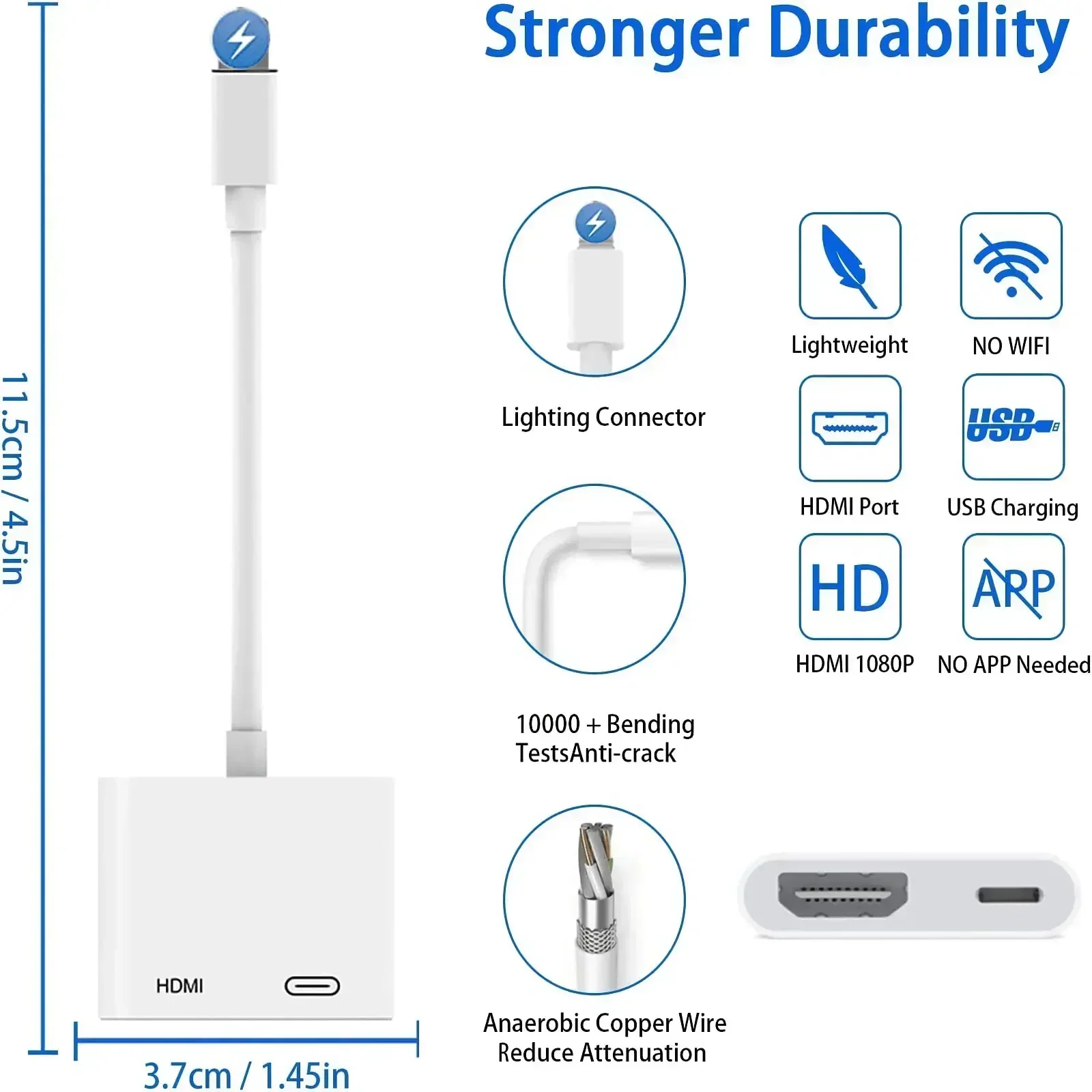 2in1 Fast Charging Hub Converter 1080P Lighting to HDMI OTG Adapter Multi-Port TF Memory Card Reader iPhone Laptop Tabl