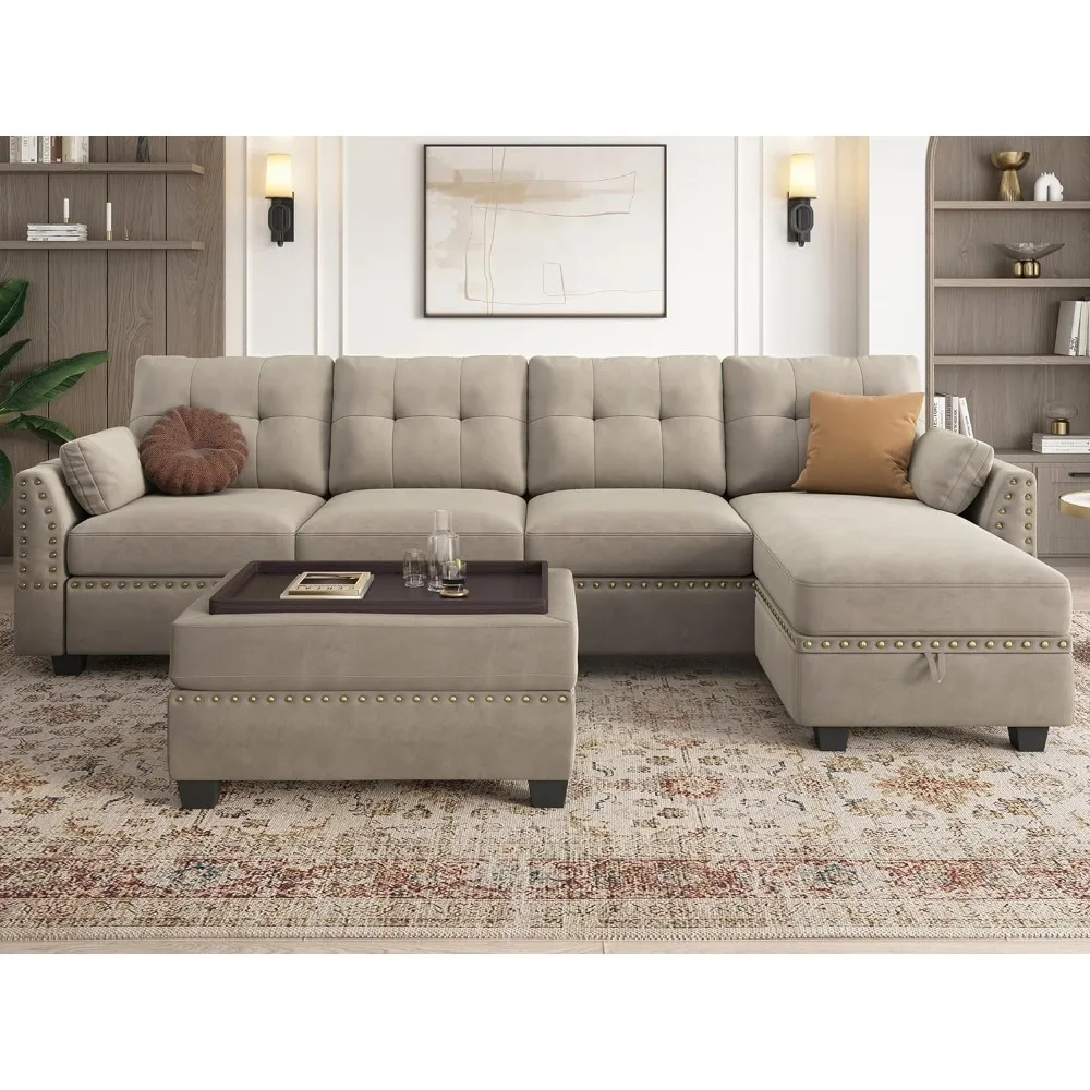 

Бархатный диван-трансформер, секционный диван L-образной формы для гостиной