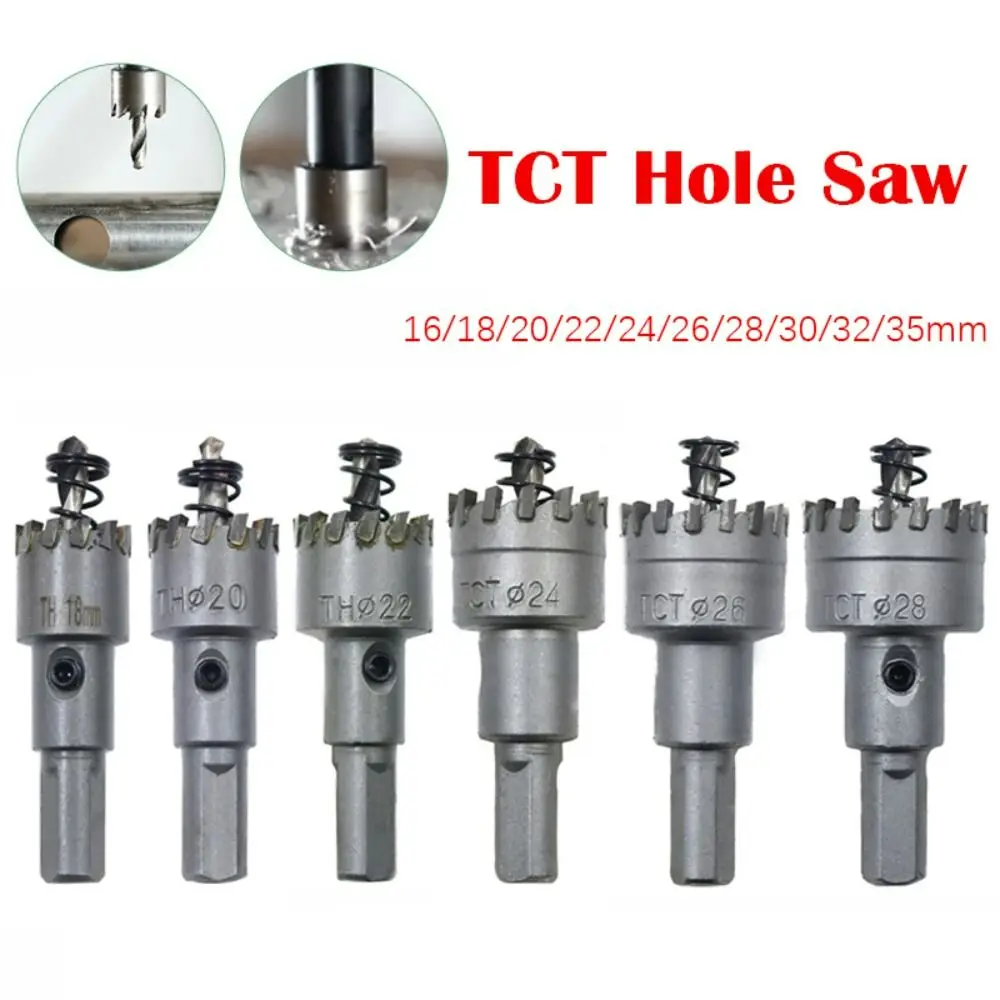 Silver Alloy TCT Hole Saw Drill Bit 16-35mm for Metal Pipe