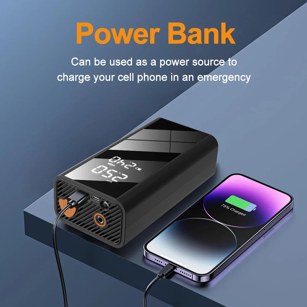 New 1200A Car Jump Starter Power Bank Portable 150PSI Air Pump Car Battery Emergency Boosters Starting Device Starter