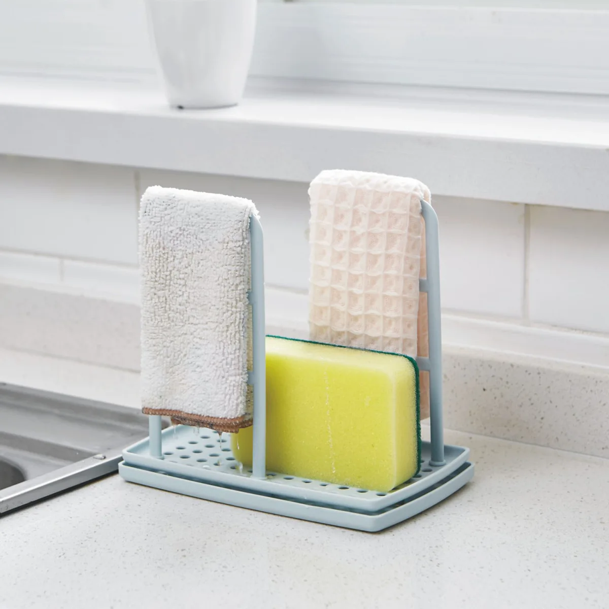 Kitchen Faucet Sink Sponge Rack Stand Plastic Sponge Towel Holder Scouring Pad Dishwash Kitchen Organizer Cloth Drain Basket 3