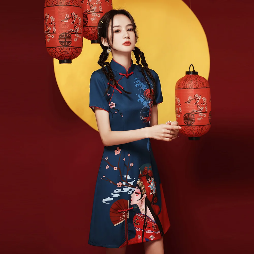 Solredo 2023 GuoChao Costumes Chinese Cheongsam Modern Girls Dress A-line Women Qipao Traditional China Improved Chi-pao Clothes