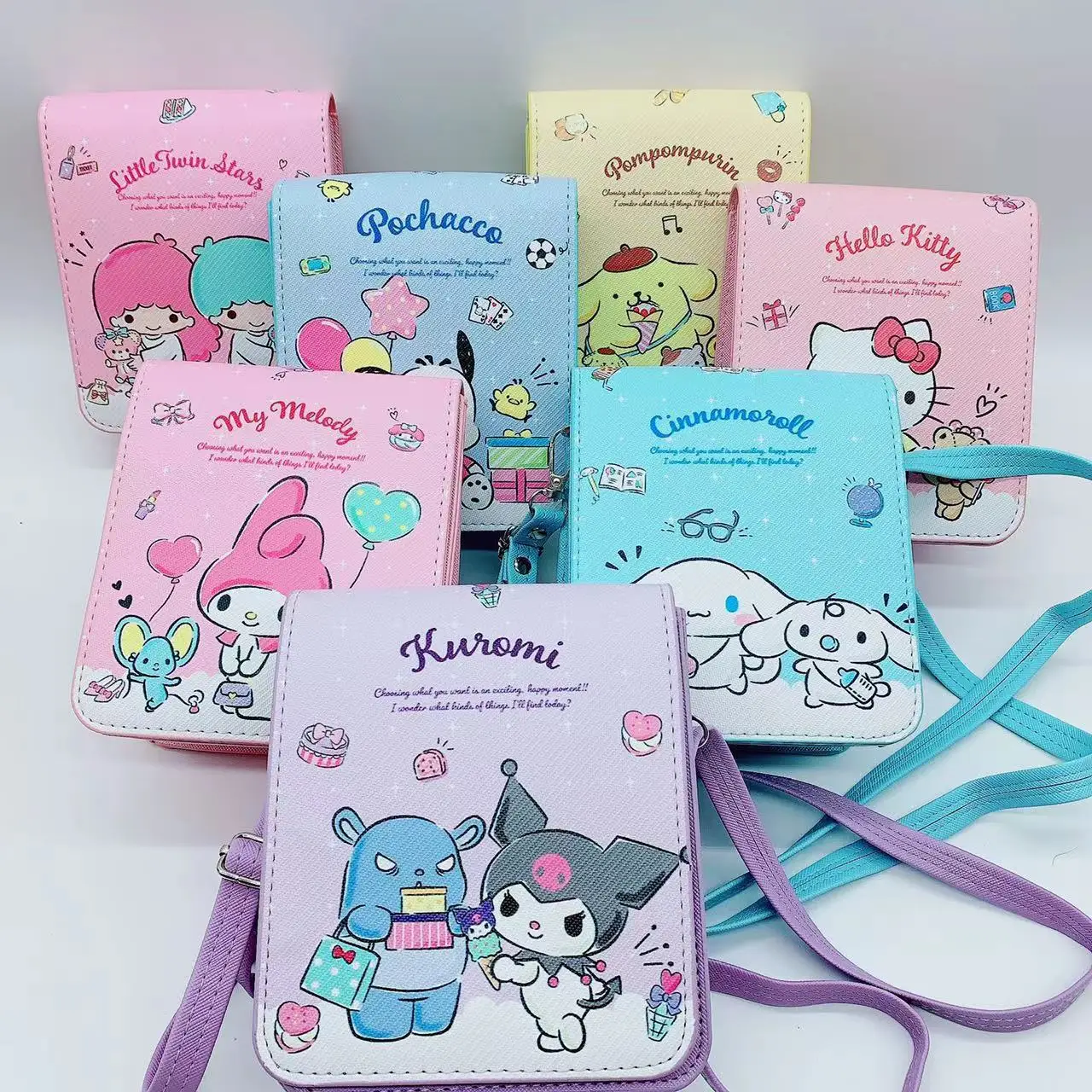 

Cute children's storage bag cartoon sanlio kulomi magnetic clasp messenger bag kindergarten carry-on vertical small bag