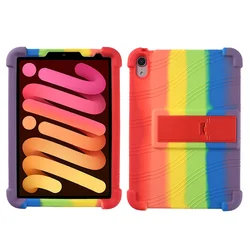 Enhanced Silicone Shockproof Case with Kickstand and Reinforced Corners for Kids (Rainbow)