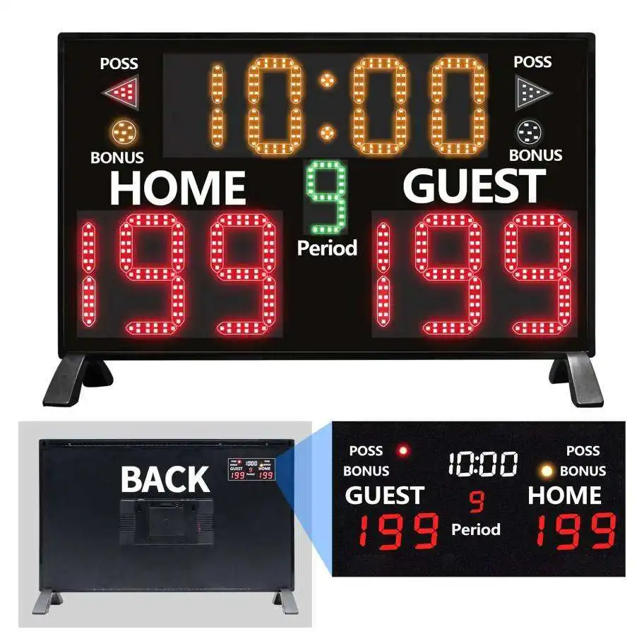 Multisport 11 & 15 Digits Electronic Scoreboard Tabletop Portable LED Score Board for Basketball Volleyball Table Tennis Scoring