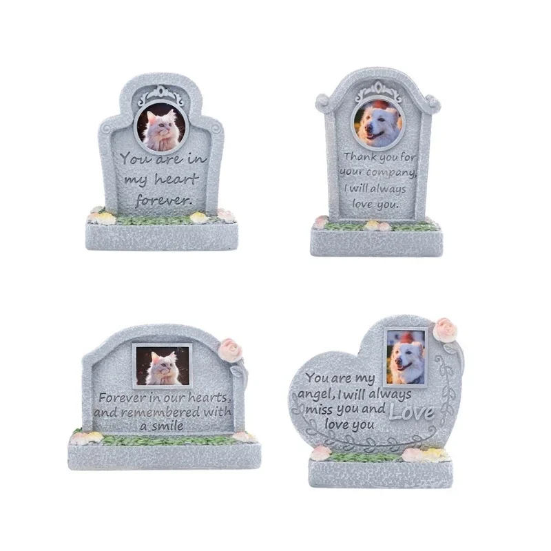 1pcs Eternalize Resting Pet Headstones Resin Pet Monuments Grave Stone Cats Dog Engraved Tombstone for Animal Remembrances