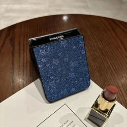 Luxury Stars Pattern Matte Hard Fashion Phone Case - Artificial Leather Cover for Motorola razr 2024 (Blue)