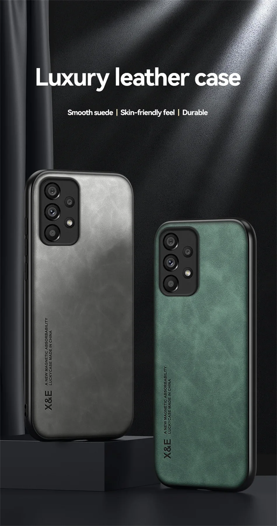 Magnetische Schaffell Leder Telefon Fall Für Samsung Galaxy A53 5G A52s A51 A52 A71 A13 A12 A21s A31 a73 A72 A22 A50 A33 Zurück Abdeckung – Detail 1