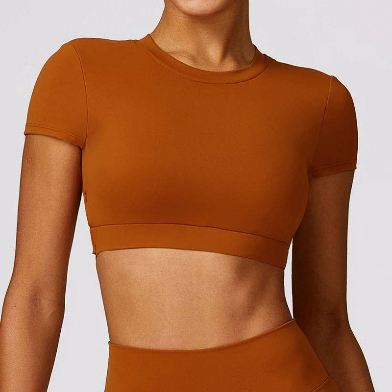 Backless Sports Short Shirts Women Gym Fitness Sexy Crop Top Quick-Drying Yoga Clothing Breather Workout Sportswear yoga top yoga shirt sports shirt sports t shirt