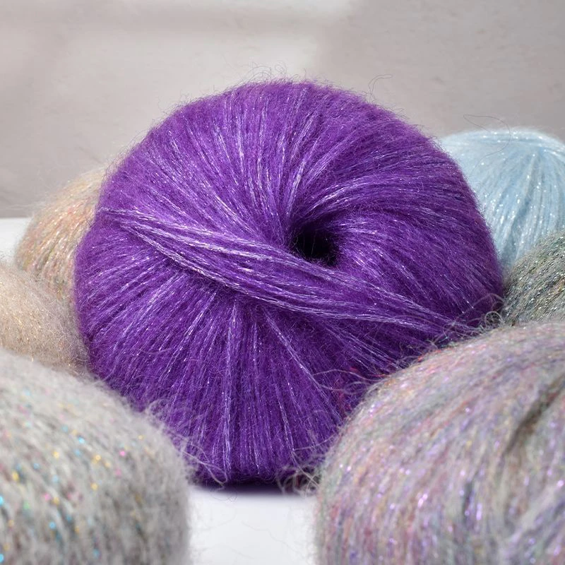 25g Sequins Mohair Yarn Gold Silk Sequin Soft Thin Wool Yarn Diy Handmade Knitting Sweater Shawl Hat Bag Thread Sewing Supplies 3