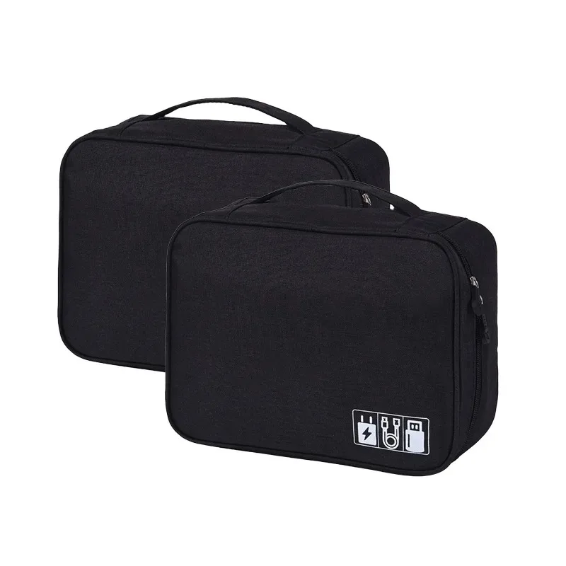 Waterproof Electronics Organizer Bag - Multi-Layer Cable Storage Case with Padded Compartments for Chargers & USB Cables,