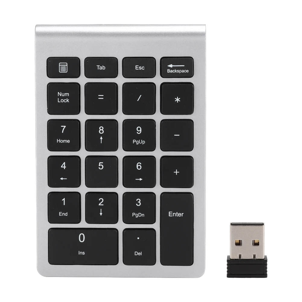 무선 미니 휴대용 디지털 키보드 숫자 패드, 인체공학적 디자인, 사무실용 USB 리시버, 22 키 숫자 키보드, 2.4G