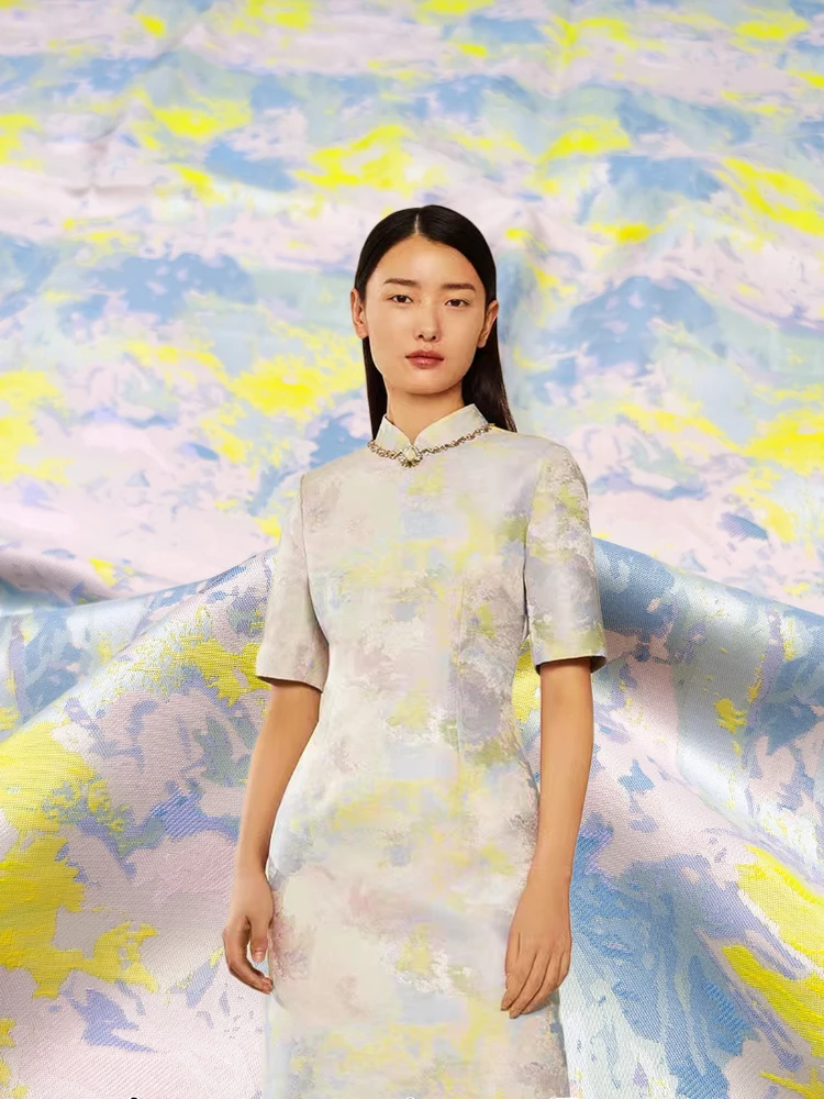 

Жаккардовая жаккардовая ткань для женской одежды, ткань для шитья «сделай сам», одежда чонсам, модная ткань из полиэстера, оптовая продажа