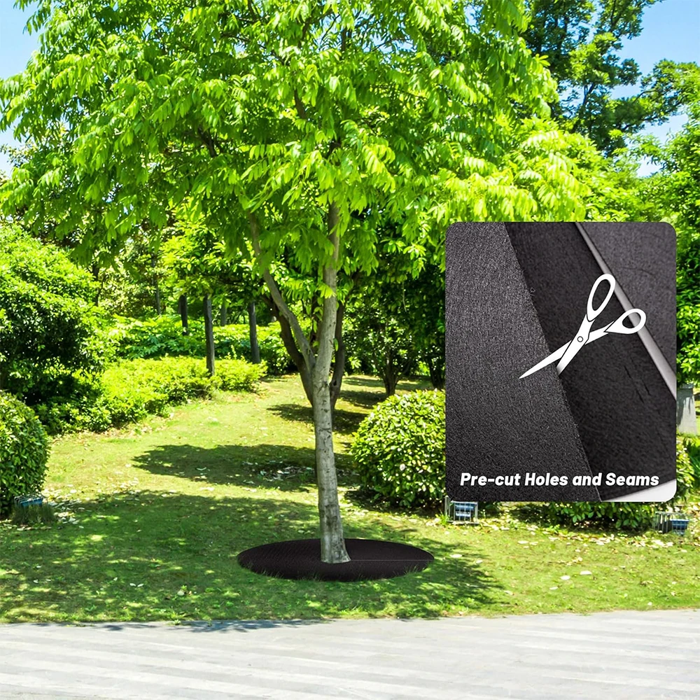 Non-Woven Tree Mulch Ring Reusable Tree Weed Barrier Mat Degradable 20pcs inhibit Growth and Control Plant Root Protection
