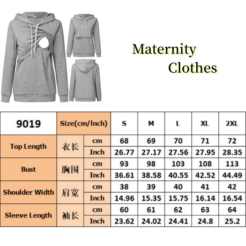 Breastfeeding Pregnant Top Maternity Hooded Sweater Autumn Winter Long Sleeves