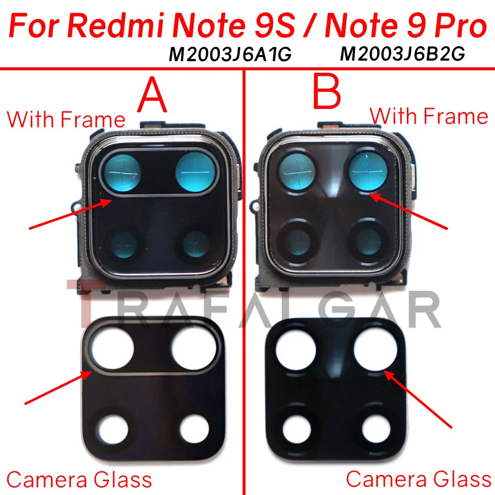 Vetro Posteriore Con Lente Fotocamera Per Xiaomi Redmi Note 9S / 9 Pro (m2003j6a1g) - Nero