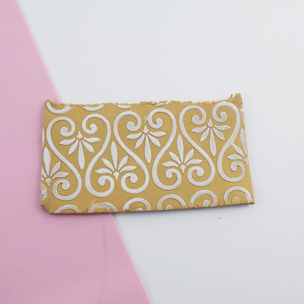 Polymer Clay Texture Screen Stencil Sheets DIY Clay Earring Ceramic Pottery Mug Emboss Impression Color Painting Flower Pattern