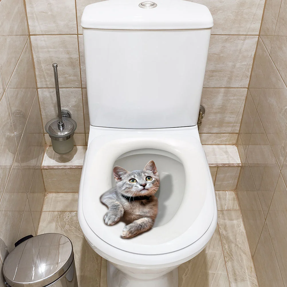 

3 D Kitten Toilet Wall Sticker Seat Home Decor Bathroom Decal Pvc Sticky Decorative 3d
